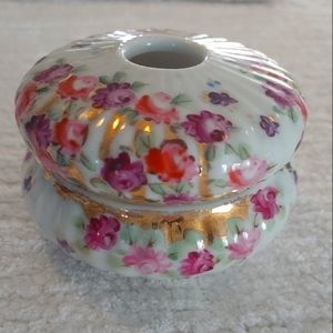 Vintage Victorian Floral Ceramic Hair Receiver